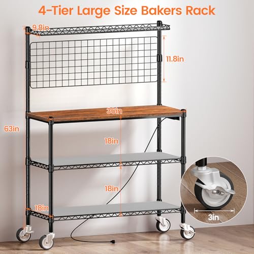 Bakers Rack with Storage & Wheels