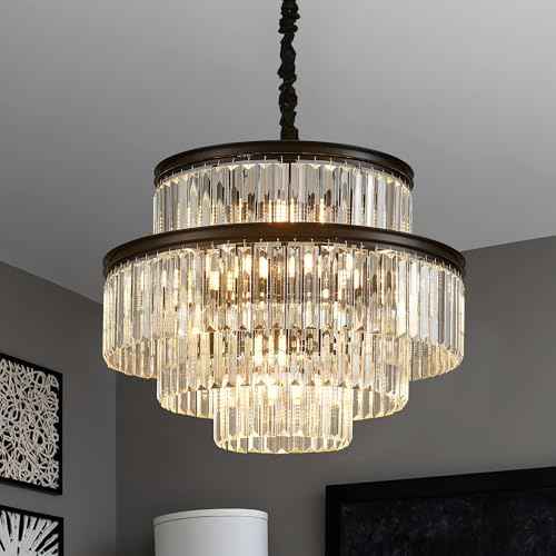 Modern Luxury Crystal Chandelier Light Fixture for Dining Room Living Room