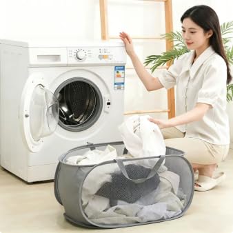 4 Piece Pop Up Mesh Laundry Basket Collapsible Hamper with Handles