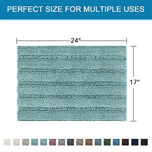Bathroom Rugs Bath Mats Sets Super Absorbent Chenille Striped Bath Mats Non Skid Machine Wash Dry Rugs for Bathroom Floor Set of 2