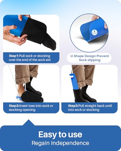 Sock Aid Kit Flexible Sock Aid Device with Long Rope