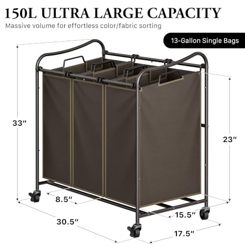 SimpleHouseware Heavy Duty Laundry Sorter Rolling Cart