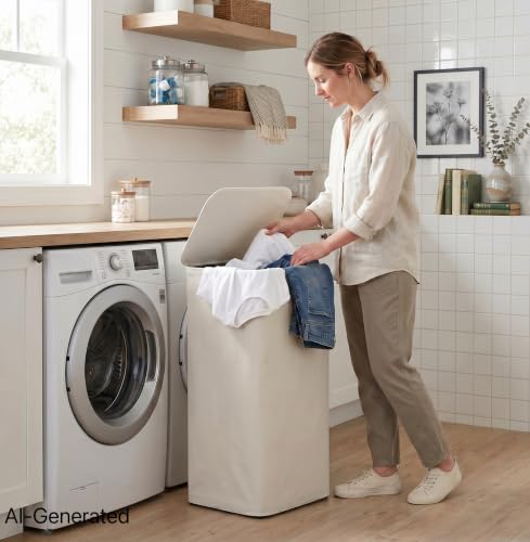 Laundry Basket Hamper with Lid & Removable Bags