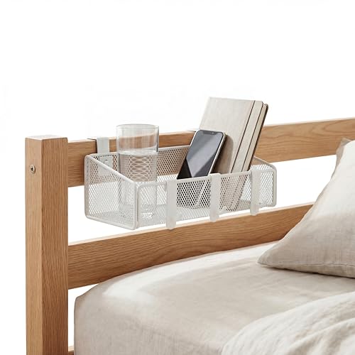 Bedside Shelf for Bed & Bunk Bed Storage Basket Desk Partition Divider Hanging Organizer with 5 Different Size Hooks
