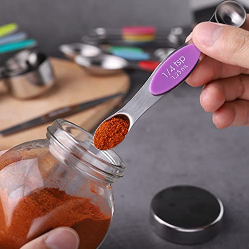 Measuring Cups Stainless Steel and Magnetic Measuring Spoons set Includes 8 Measuring Cups 9 Double Sided Magnetic Measuring Spoons and Leveler set for Dry and Liquid Ingredients