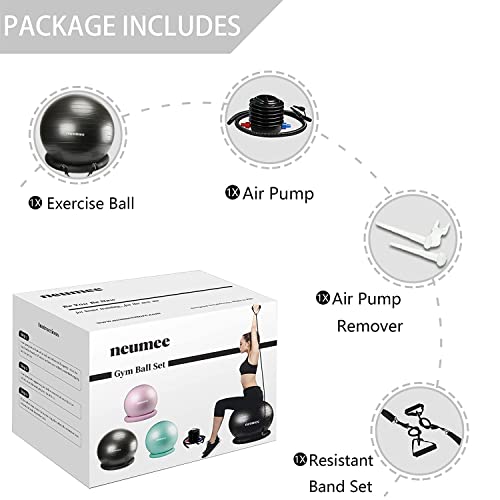 Yoga Ball Chair with 65cm Exercise Ball & 2 Resistance Bands