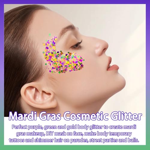 Body Glitter Mixed Chunky White Mermaid Shimmer Eye Glitter Face Makeup Hair Cosmetics Eyeshadow Sequins with Adhesive Glue for Girls Parties Rave Festivals