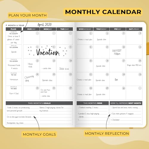 Planner Undated Weekly & Monthly Planner for Productivity