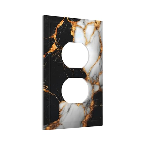Decorative Light Switch Cover Plate Black Gold Marble 1 Gang No Device Single Blank Outlet Covers Wall Plate Switch Plate Covers for Country Bathroom Bedroom Decor