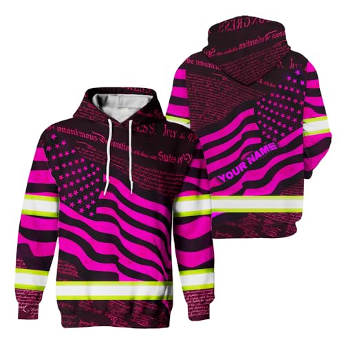 US Flag High Visibility Hoodie for Men Reflective Hoodie Safety Workwear for Worker Runner Patriotic ACC02