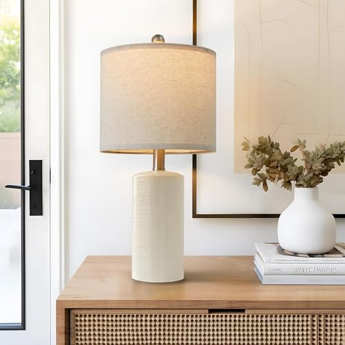 Modern Ceramic Table lamp Set of 2 Small Farmhouse Bedside lamp