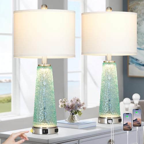 Glass Table Lamps Set of 2 White