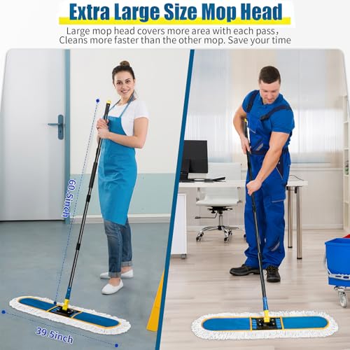 36" Commercial Dust Mop for Floor Cleaning with Replacement Mop Pads
