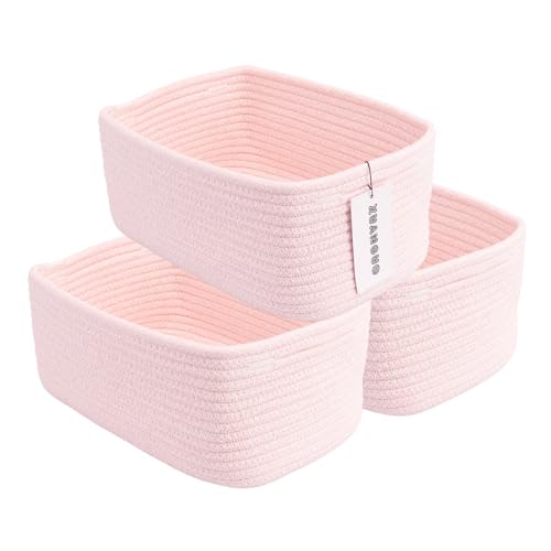 Small Woven Storage Baskets Decorative Rope Bins for Organizing Shelves