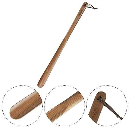 2 Pack Long Handle Wood Shoe Horn for Men 24in Wooden Shoe Horn Long Handled for Seinors Women Kids Wood Shoe Helper