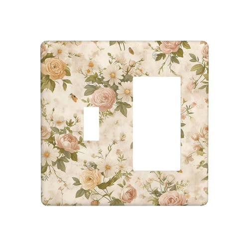 Light Switch Cover Plate Vintage Sunflower Highland Cow Rustic Art 1 Gang No Device Blank Electrical Wall Plates Faceplate Decorative Switch Plate for Bedroom Farmhouse Decor