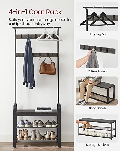 Coat Rack Hall Tree with Shoe Bench for Entryway