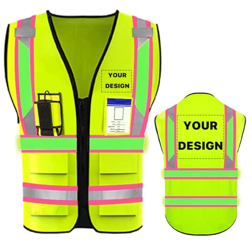 High Visibility Reflective Safety Vest with Pockets Custom Your Logo Safety Workwear