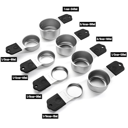 Measuring Cups and Spoons Set Including 8 Stainless Steel Magnetic Measuring Cups 8 Double Sided Magnetic Measuring Spoons with 1 Leveler for Dry and Liquid Ingredients