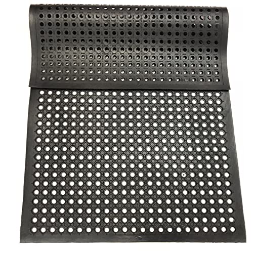 Outdoor Rubber Floor Mat Anti Slip Commercial Resturant Kitchen Mat Rubber Drainage Mat 60 x 35 Inch Heavy Duty Mat for Garage Garden Indoor Outside Industral Pool Entrance Bar Wet Area Use