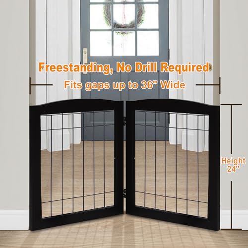 Freestanding Foldable Wood Dog Gate