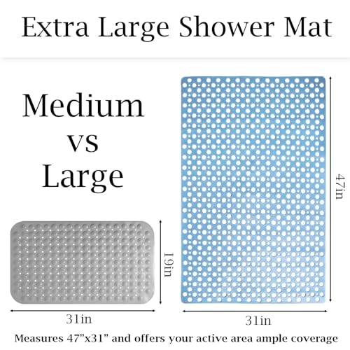 Large Shower Mat Non Slip TPE Bathtub Mat Suction Cups