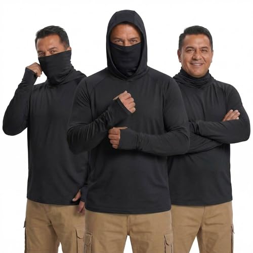 3 Pack Men's Sun Hoodie with Mask