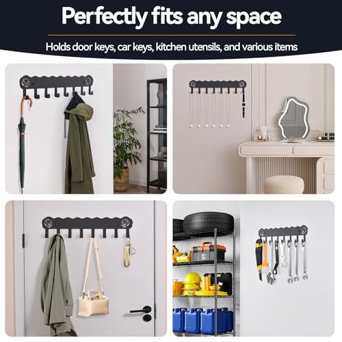 Key Holder Hooks Organizer Hanger Rack Wall Mounted with Screws and 8 Hooks