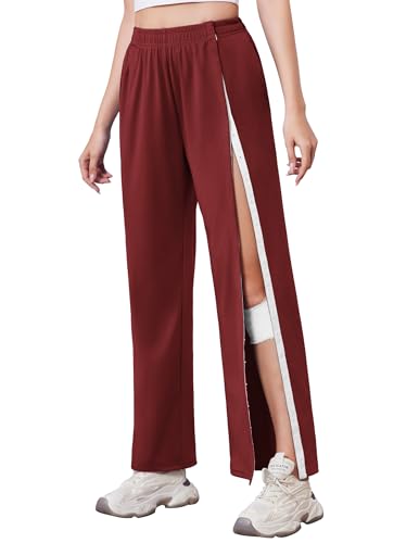 Tear Away Pants for Women Side Slit Snap Sweatpants Loose Fit Post Surgery Casual Adaptive Clothing with Pockets