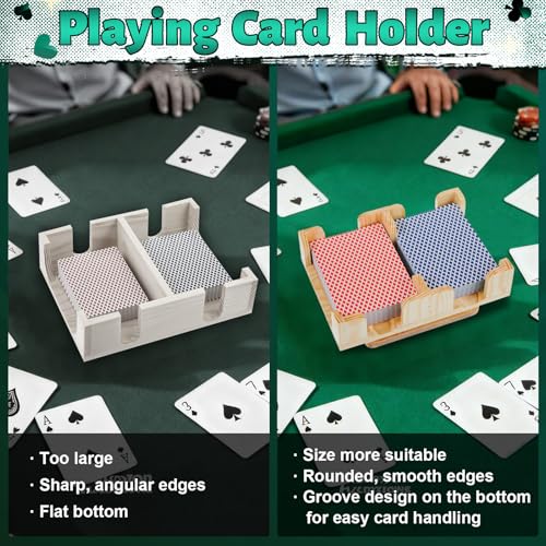 Upgraded Wood Playing Card Holder 360° Rotating