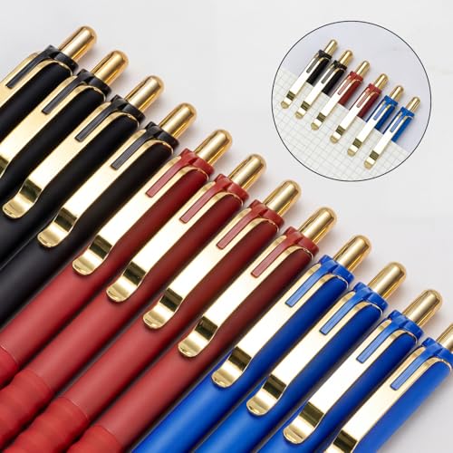 Ballpoint Pens Black Medium Point 1mm Pen with Super Soft Grip Ball Point Pen for Men Women Retractable Pens