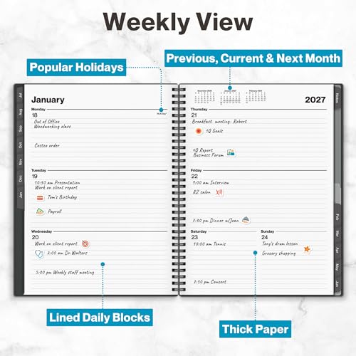 Planner Book Large 8.5x11 Weekly Monthly Daily Agenda