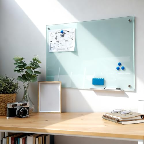 Magnetic Glass Whiteboard Premium Tempered Dry Erase Whiteboard Wall Mounted Rimless Whiteboard Bulletin Board