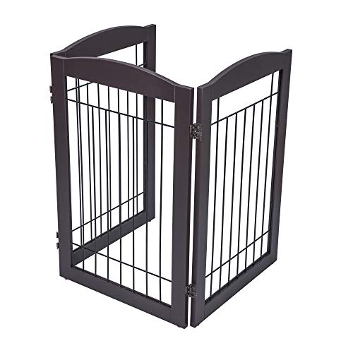 Freestanding Foldable Dog Gate Indoor with Door