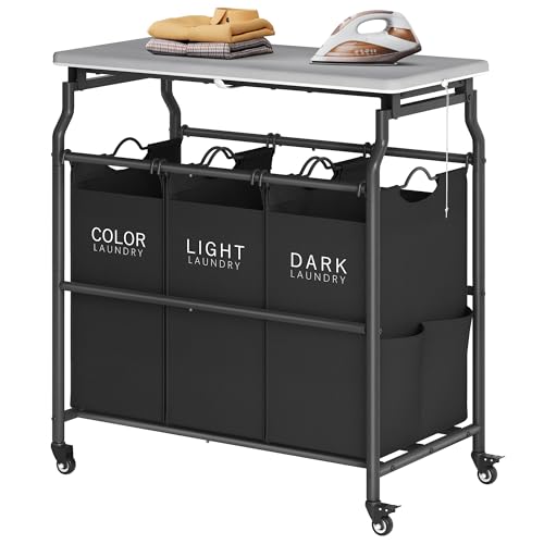 Laundry Sorter Cart with Ironing Board