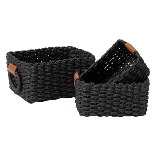 Small Wicker Baskets for Organizing Set of 3
