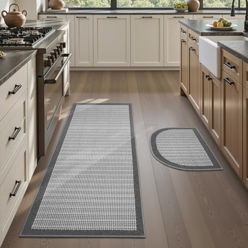 2 PCS Kitchen Rugs Mats Non Skid Washable