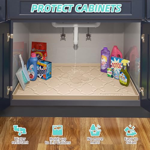 Waterproof Under Sink Mat Silicone Kitchen Cabinet Liner