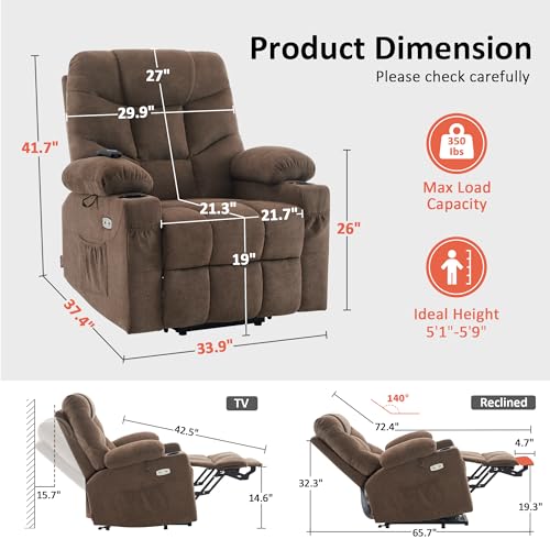 Power Lift Recliner Chair with Extended Footrest for Elderly People