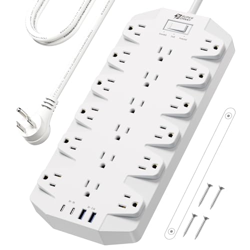 18 Outlet Surge Protector Power Strip with 2 USB C and 2USB A