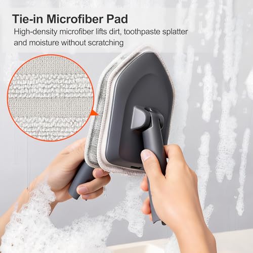 Tub Tile Scrubber Brush with 2 Different Function Cleaning Pads and 52" Extendable Long Handle