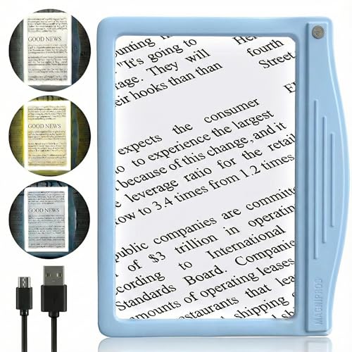 5X Rechargeable LED Page Magnifier with 3 Color Light Modes
