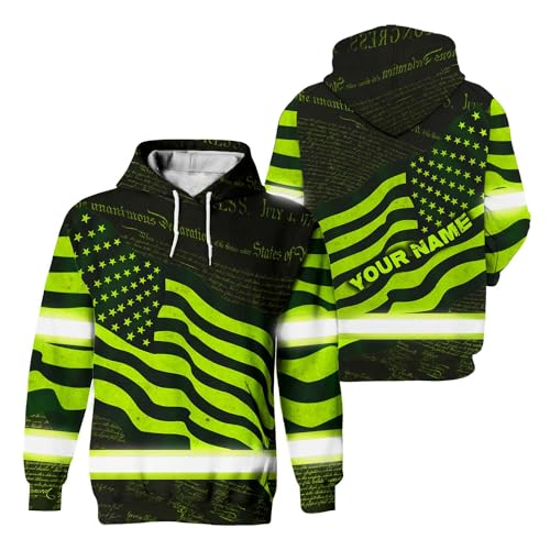 US Flag High Visibility Hoodie for Men Reflective Hoodie Safety Workwear for Worker Runner Patriotic ACC02