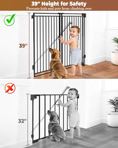34 53" No Bottom Bar Baby Gates Dog Gate for Stairs