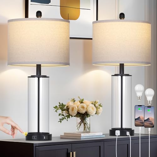 Glass Table Lamps Set of 2