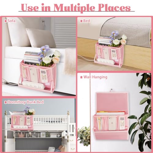 Bedside Caddy Bedside Storage Organizer Bedside Organizer with Power Strip Holder and 2 Adjustable Straps for Home Bunk Bed College Dorm Sofa