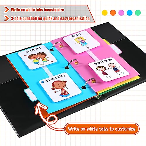 Communication Book Small Tools for Visual Schedule Picture Cards Include 3 Ring Binder Dividers Adhesive Labels Card Dividers for Kids ADHD