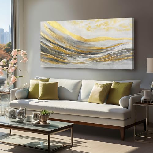Large Wall Art for Living Room Pink Wall Decor White Flowers Artwork Canvas Poster Pictures Black Arts Abstract Gold Paintings for Girls Women Room Office
