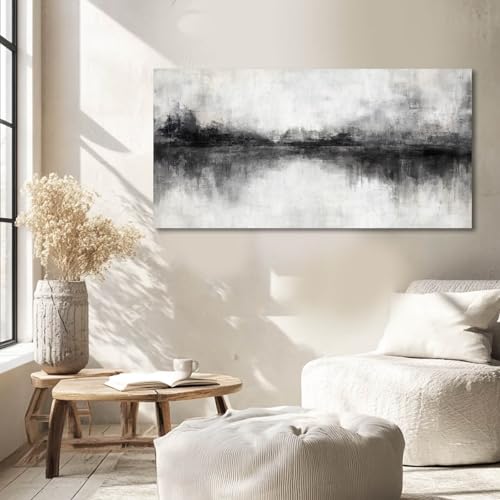 White Canvas Wall Art Extra Large Wall Decor Framed Abstract Poster Pictures Black Flowers Arts Blue Artwork for Hotel Gallery