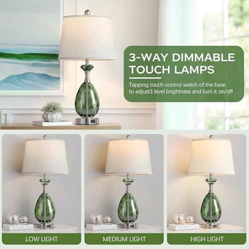 Coastal Glass Table Lamps Set of 2